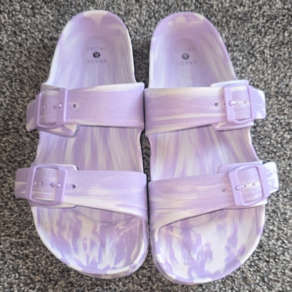 Shade And Shore Sandals Womens 8 Neida Casual Two Strap Buckle Slide Purple EVA - Picture 2 of 5